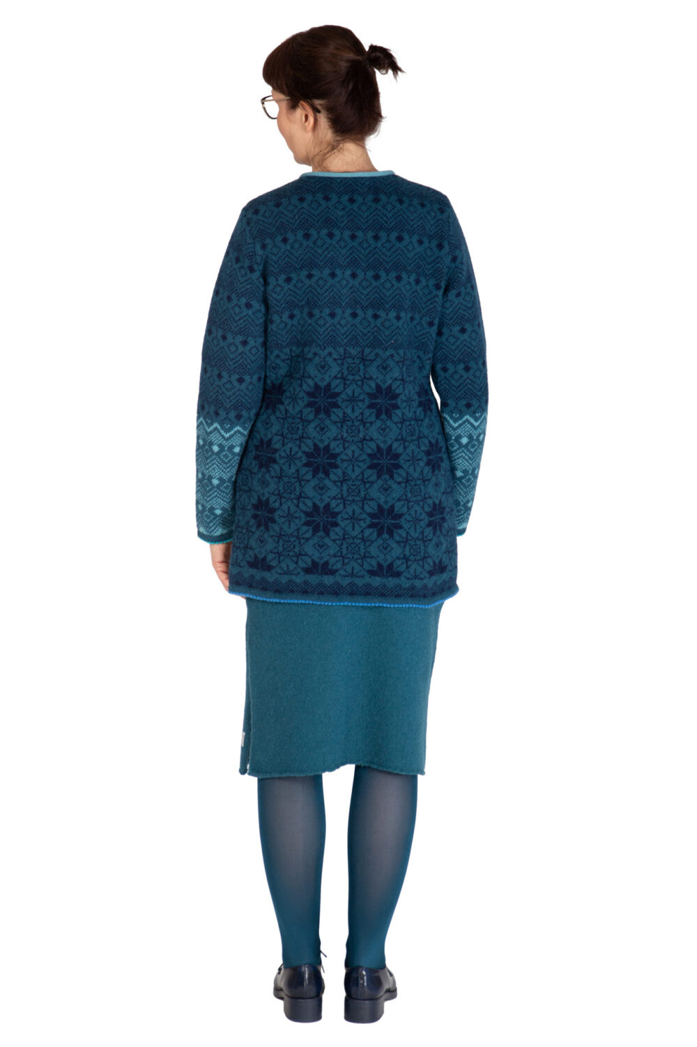 Wool cardigan with power symbols and a zipper - Image 2