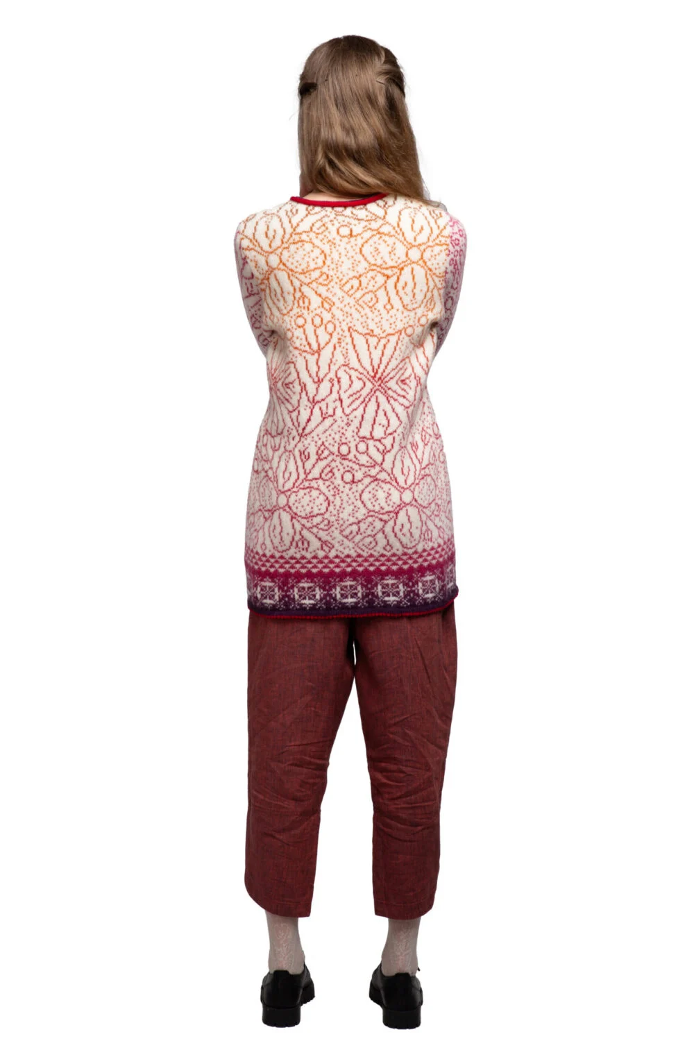 Strickjacke aus Wolle mit magischen Symbolen und Reißverschluss