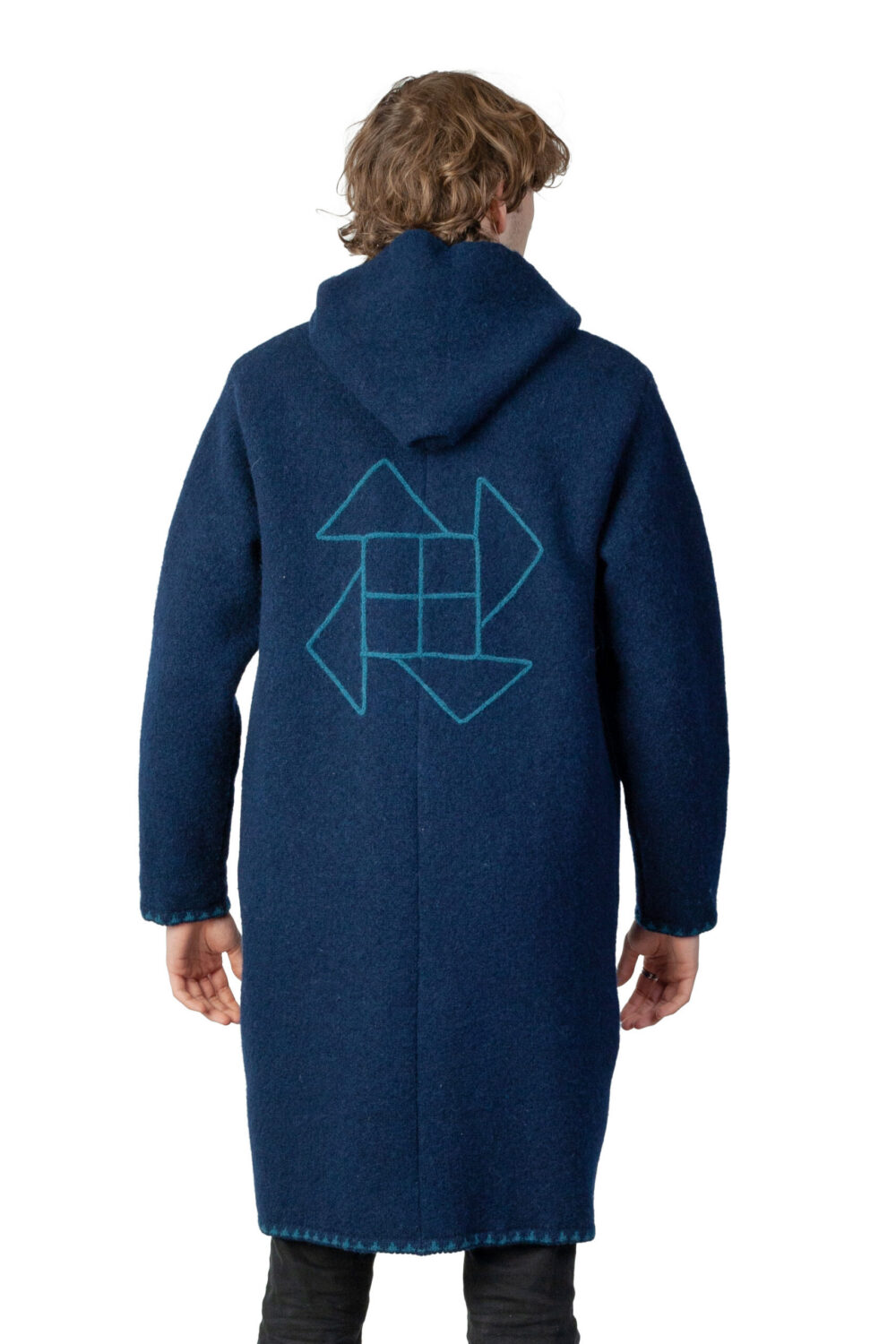 Long wool coat with a hood and pockets - Image 5