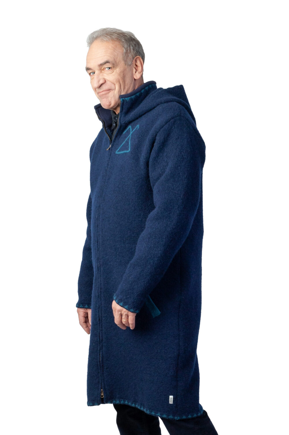 Long wool coat with a hood and pockets - Image 6