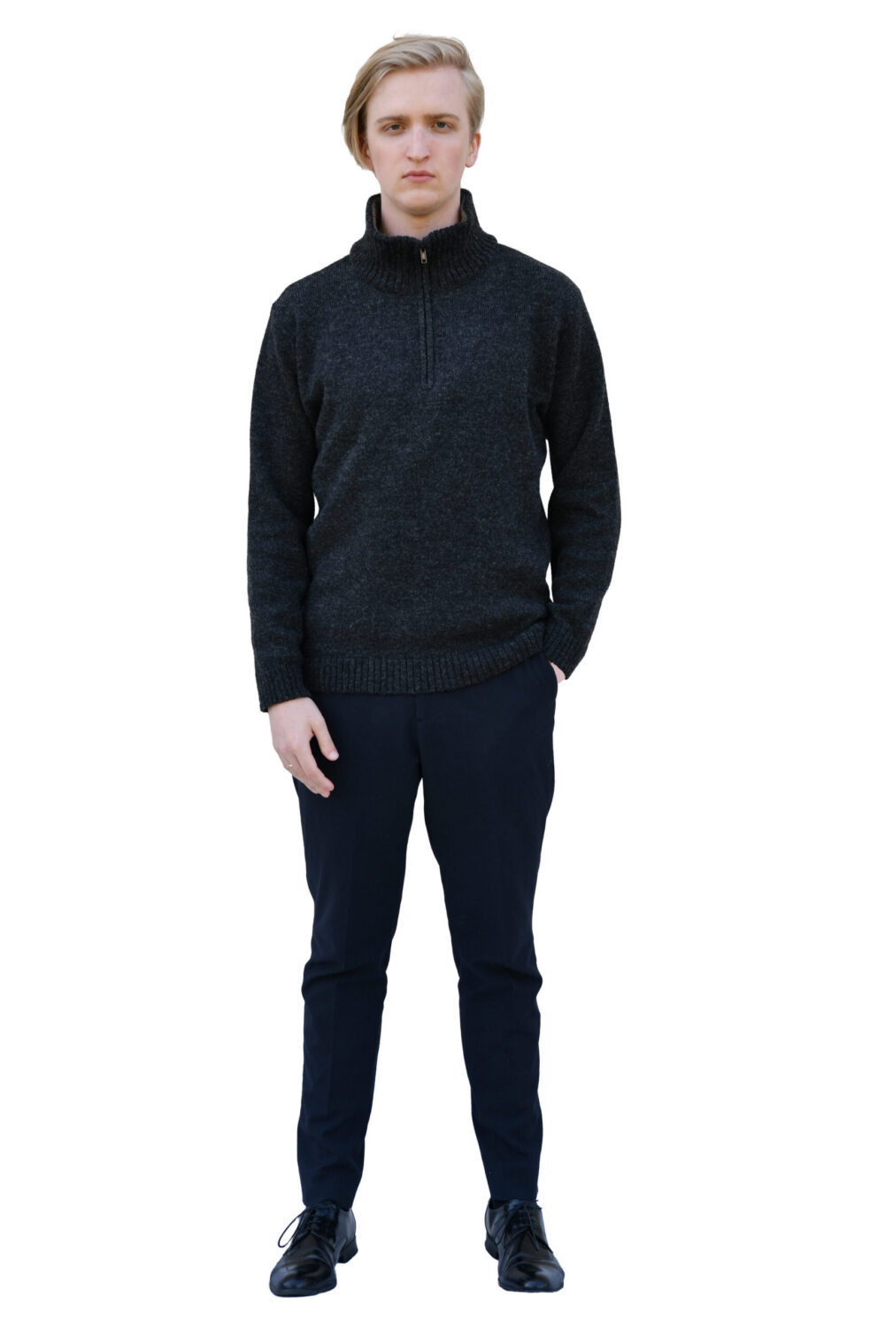 t-635-bb1-wool-pullover-stand-up-collar-front-2.jpg Wool pullover with a stand-up collar - Image 1