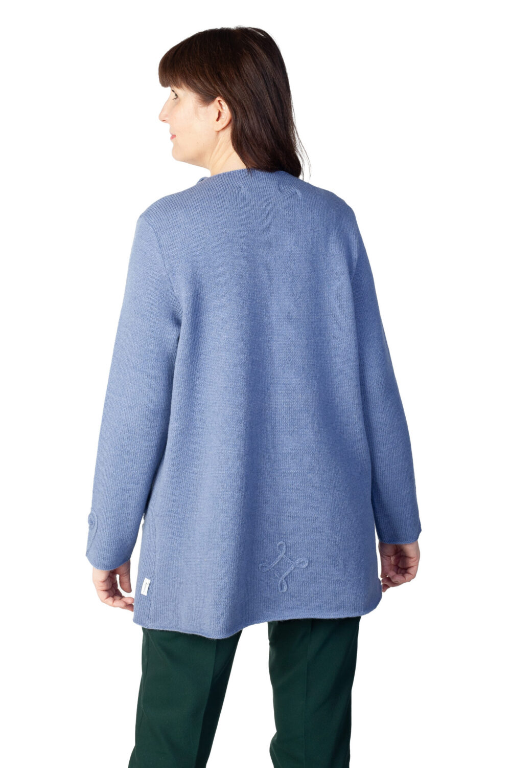 Wool wrap cardigan with pockets and protective patterns - Image 2