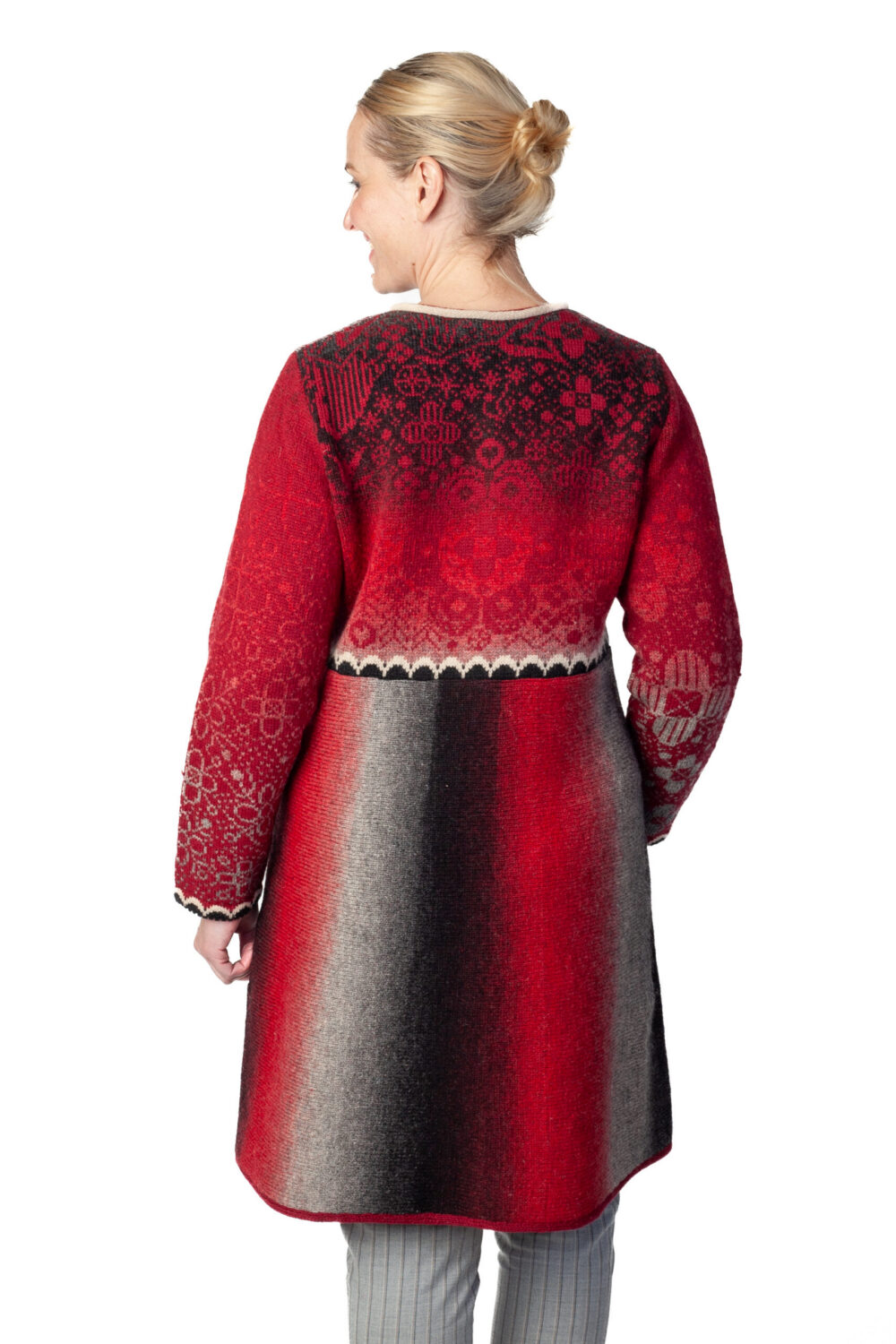 Long wool cardigan with pockets and Tree of Life flower - Image 2