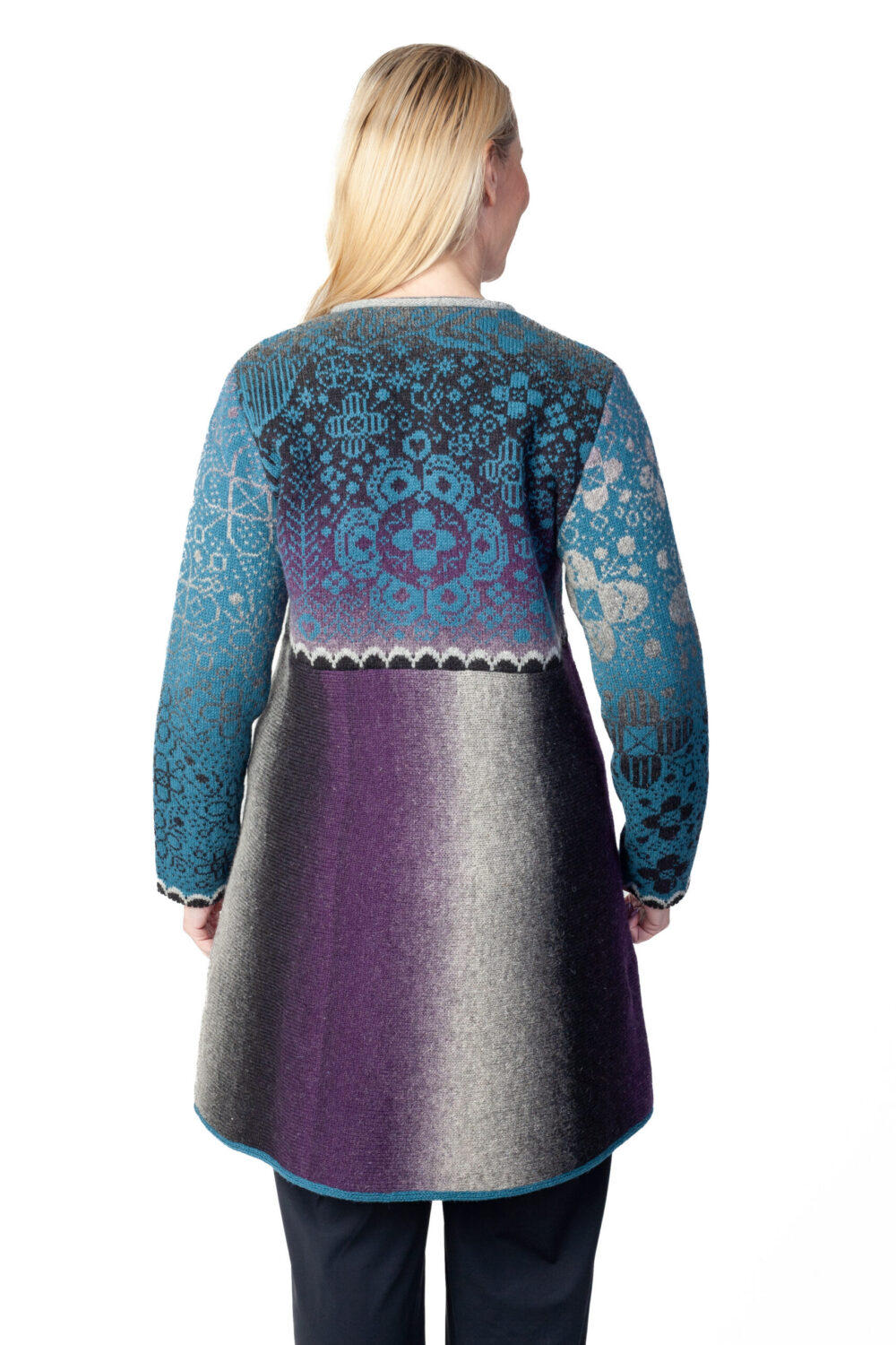 t-661-zz1-long-wool-cardigan-pockets-tree-of-life-flower-back-2.jpg Long wool cardigan with pockets and Tree of Life flower - Image 1
