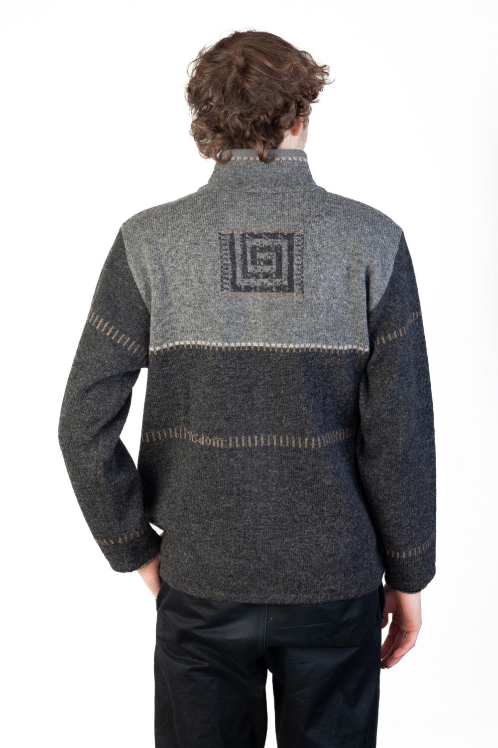 Wool cardigan with pockets and power symbols - Image 2