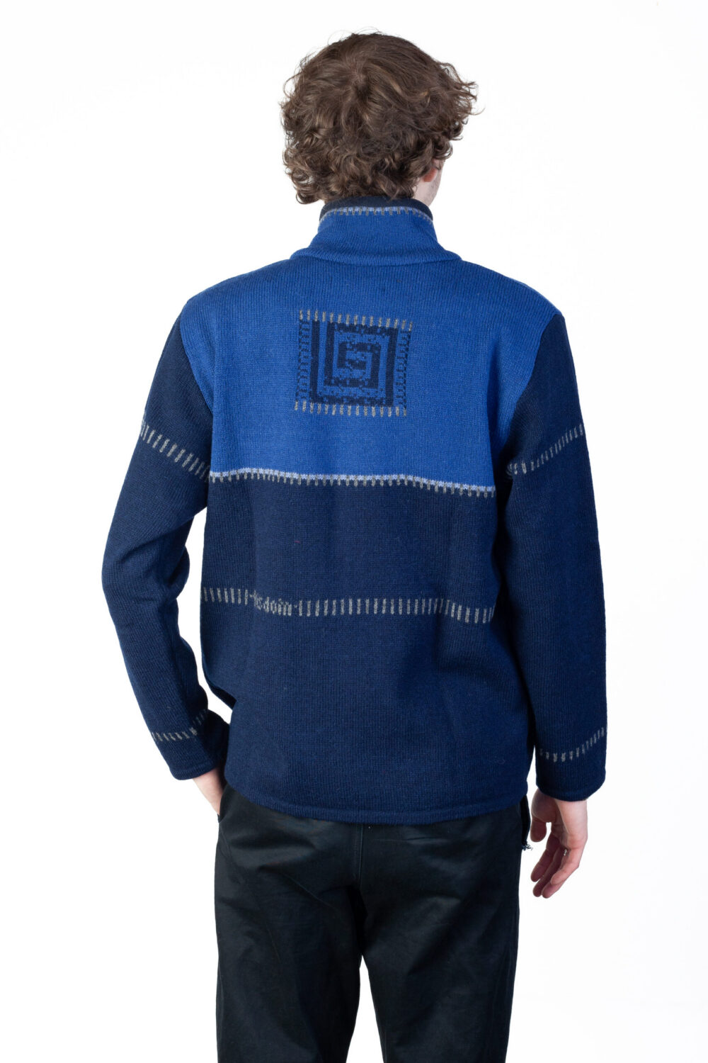 Wool cardigan with pockets and power symbols - Image 2