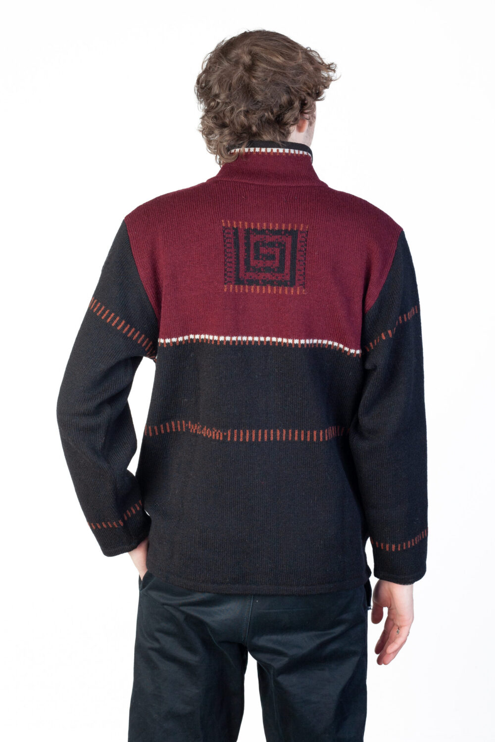 Wool cardigan with pockets and power symbols - Image 2