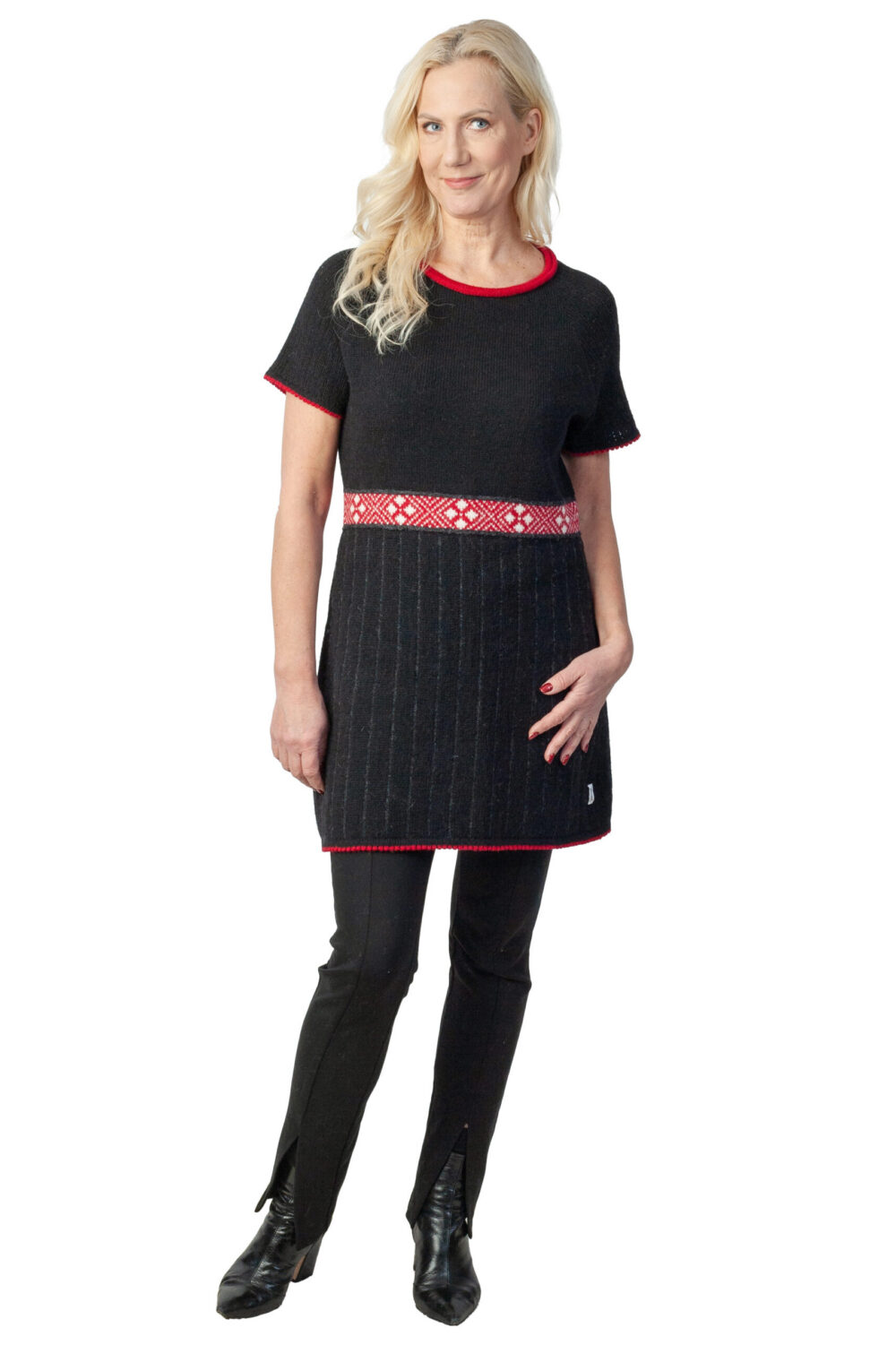 Wool dress with traditional belt pattern - Image 2