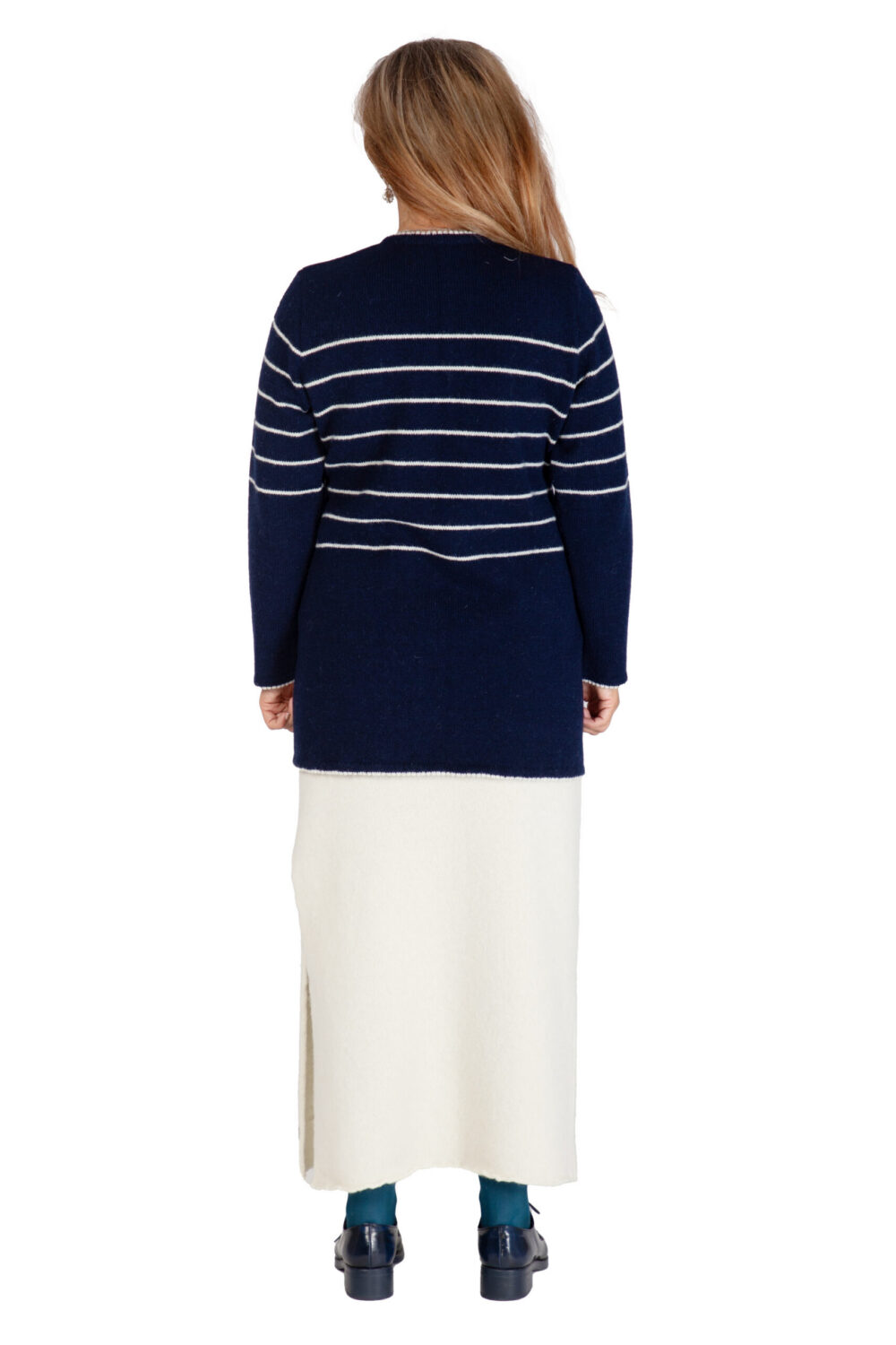 Wool cardigan with stripes and pockets - Image 2
