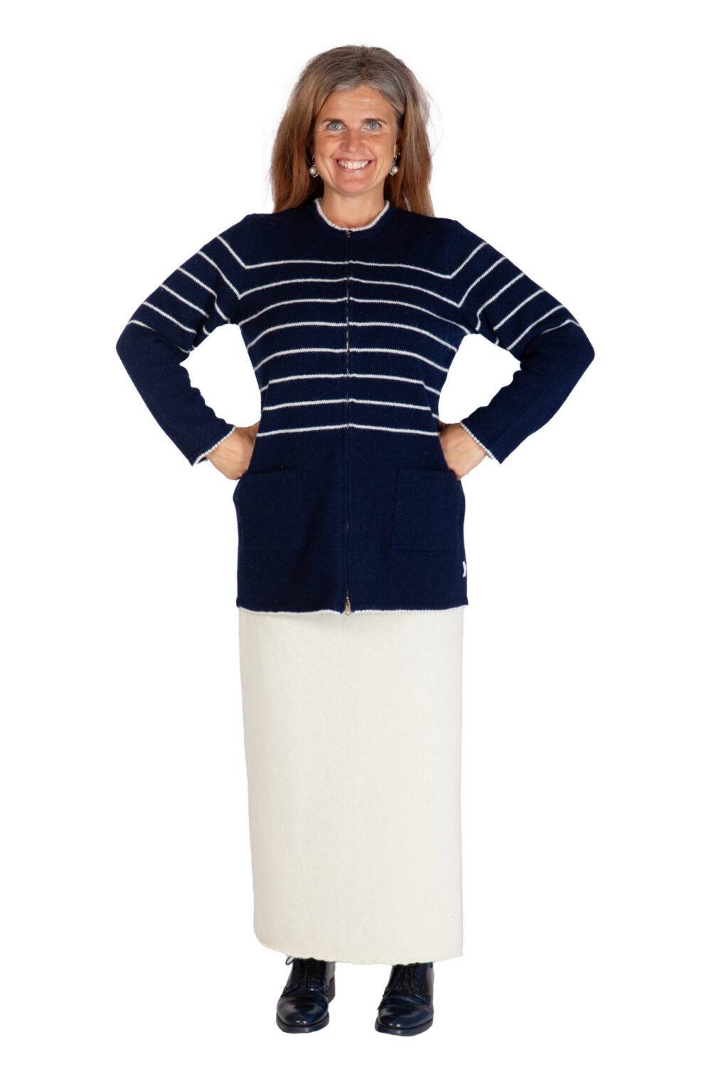 v-22-ff-wool-cardigan-stripes-pockets-front-2.jpg Wool cardigan with stripes and pockets - Image 1