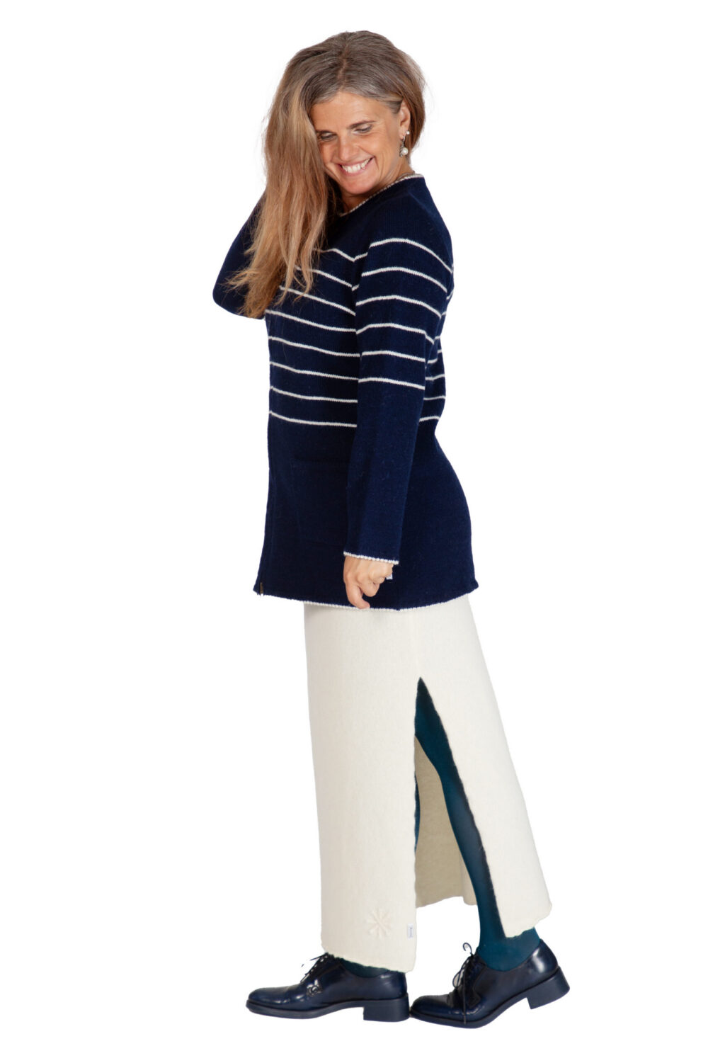 Wool cardigan with stripes and pockets - Image 3