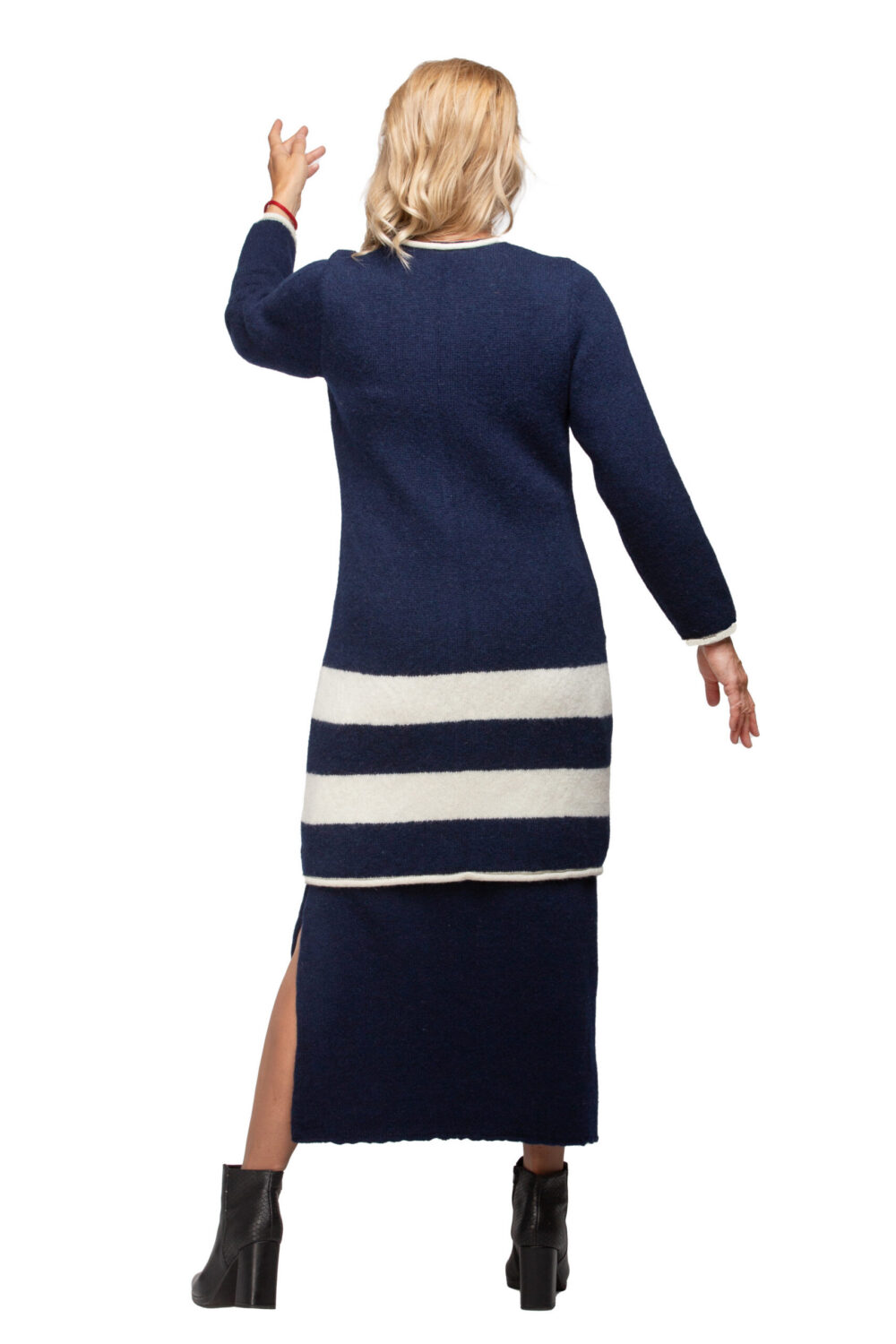 Long wool cardigan with stripes - Image 4