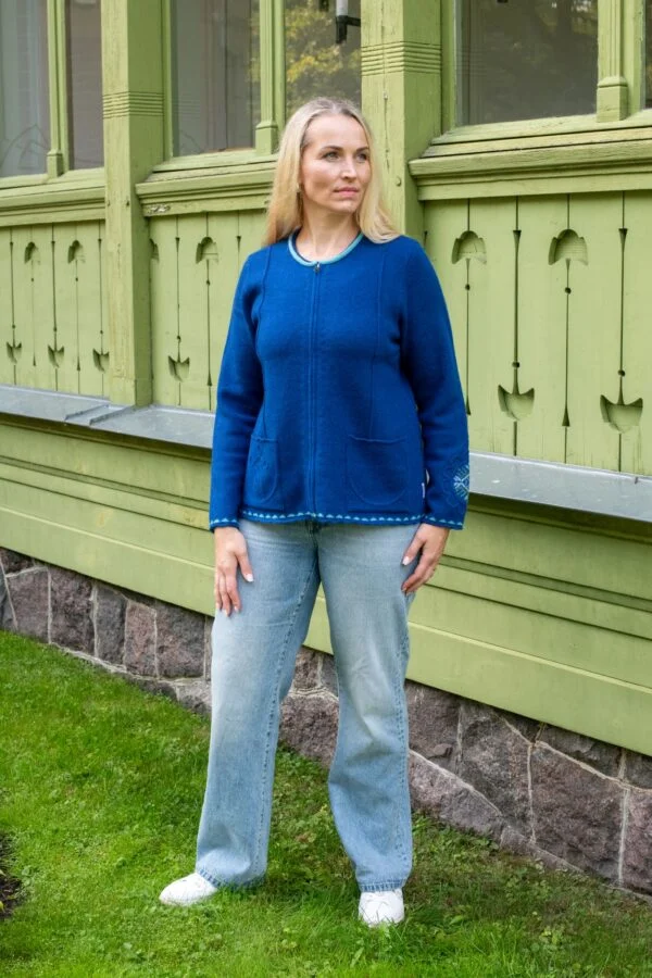 Short A-line Cardigan, Solid Color, Robust Hem Edges, Power Flower on Sleeve