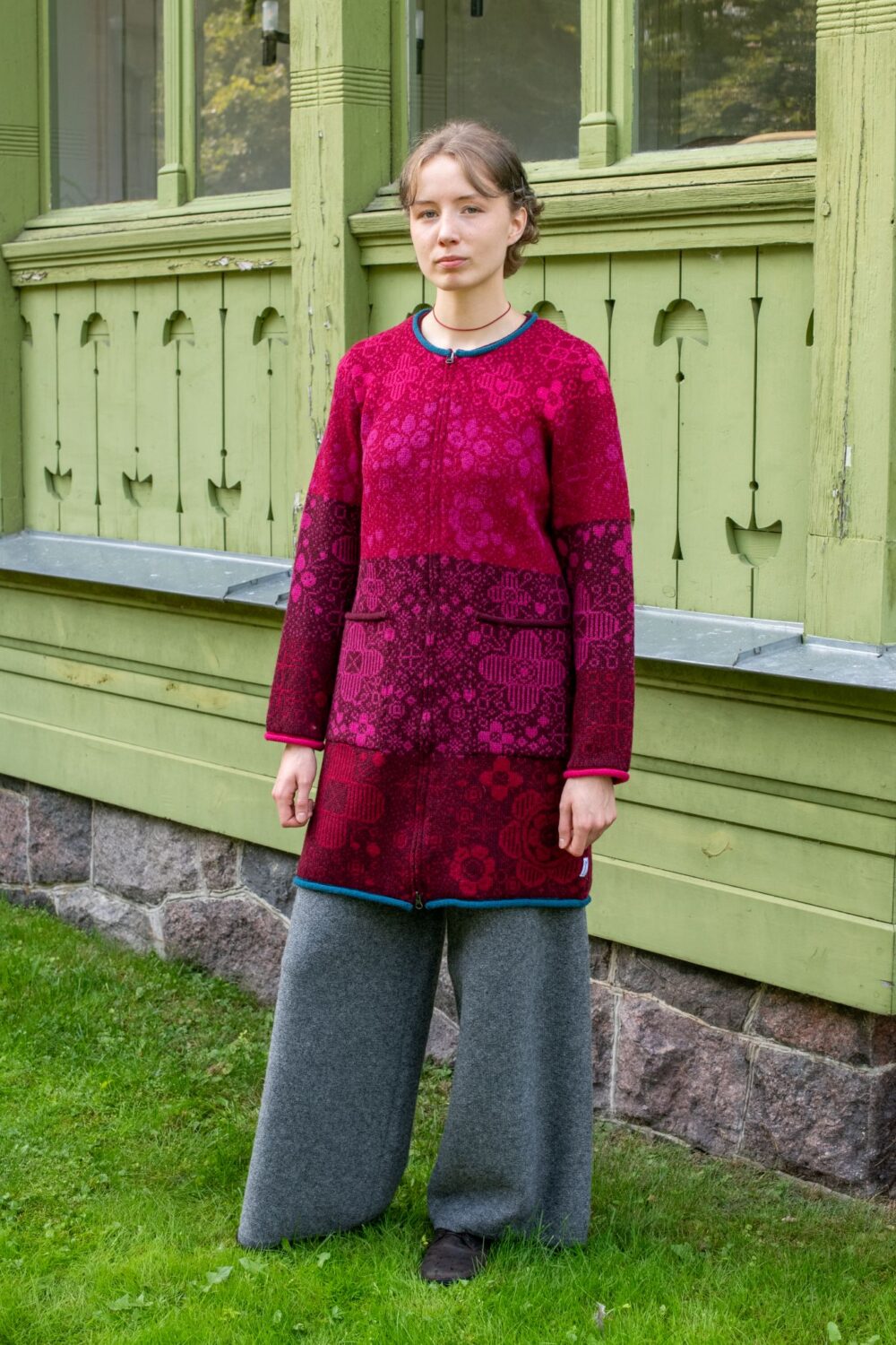 naistele kardigan Long Cardigan with Power Flowers and Pockets - Image 1