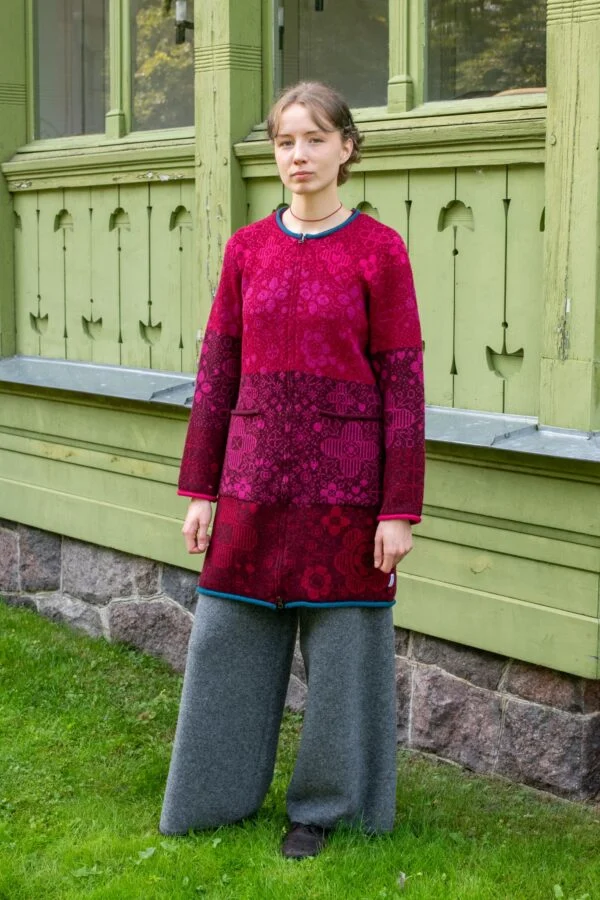 Long Cardigan with Power Flowers and Pockets