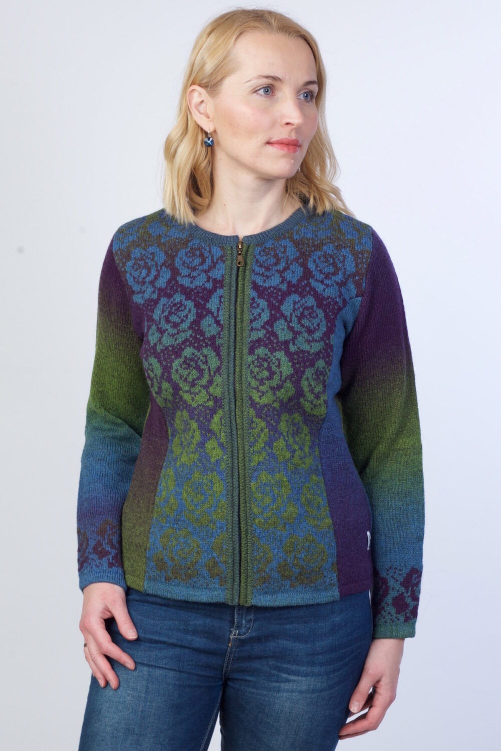 EFFECT CARDIGAN FOR LADIES Short effect cardigan with roses - Image 1