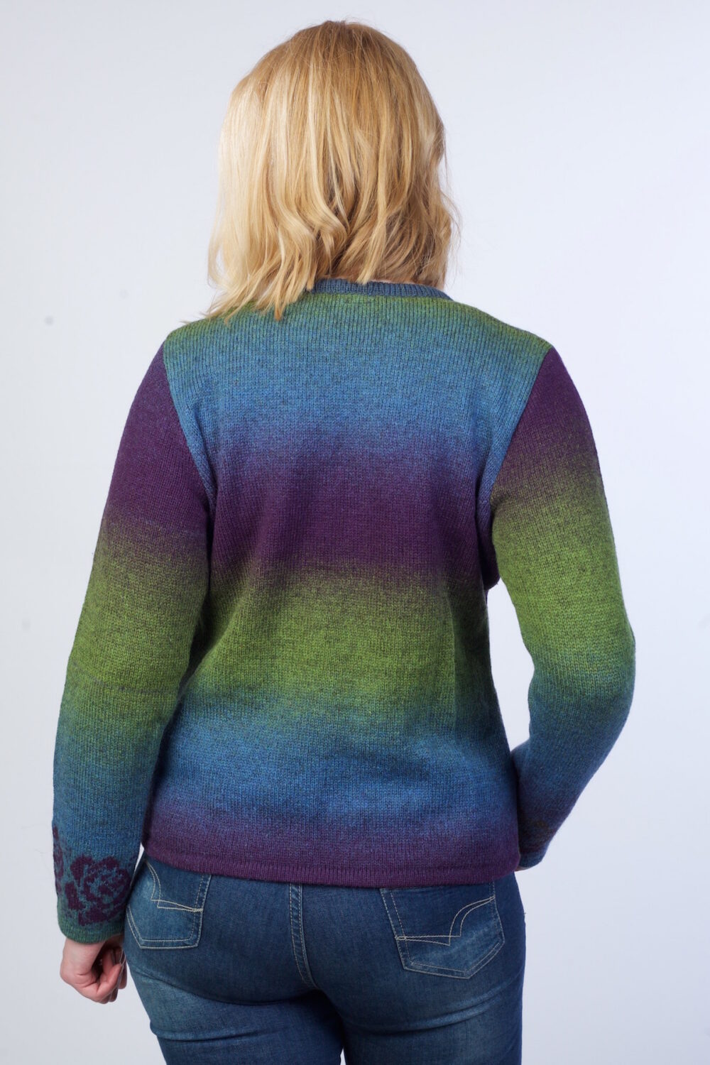 Short effect cardigan with roses - Image 2