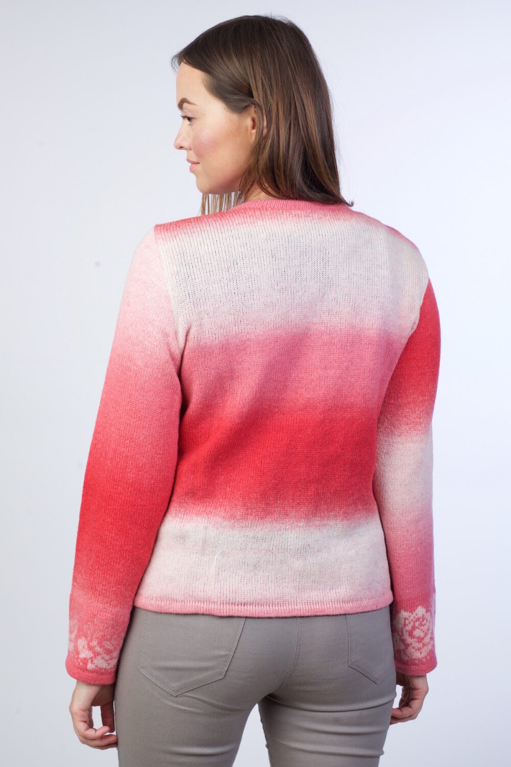 Short effect cardigan with roses - Image 3