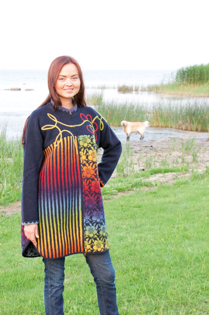 long jacket wool Long jacket with patterns - Image 1