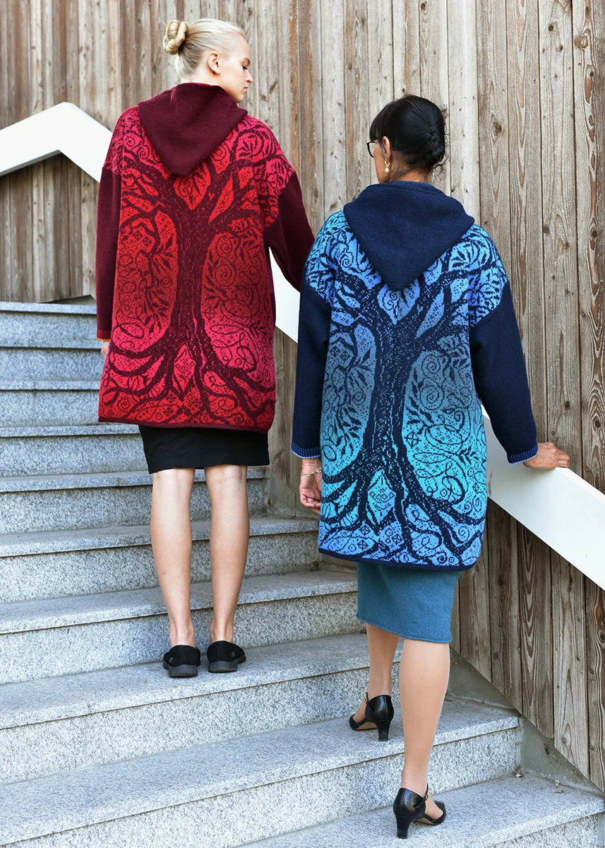 t-632-ez-wool-poncho-hood-zipper-back Wollponcho mit Kapuze und Reißverschluss – Helles Petrolblau