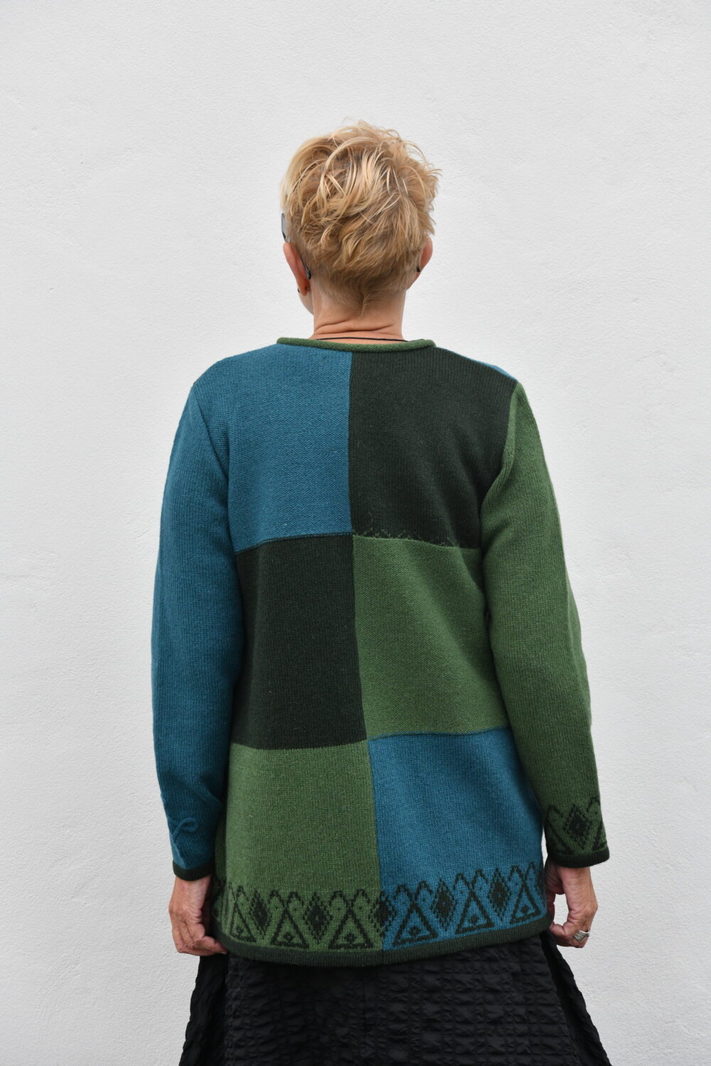 The Everyday A-Line Cardigan – Mid-Length Wool Cardigan - Green - Image 2