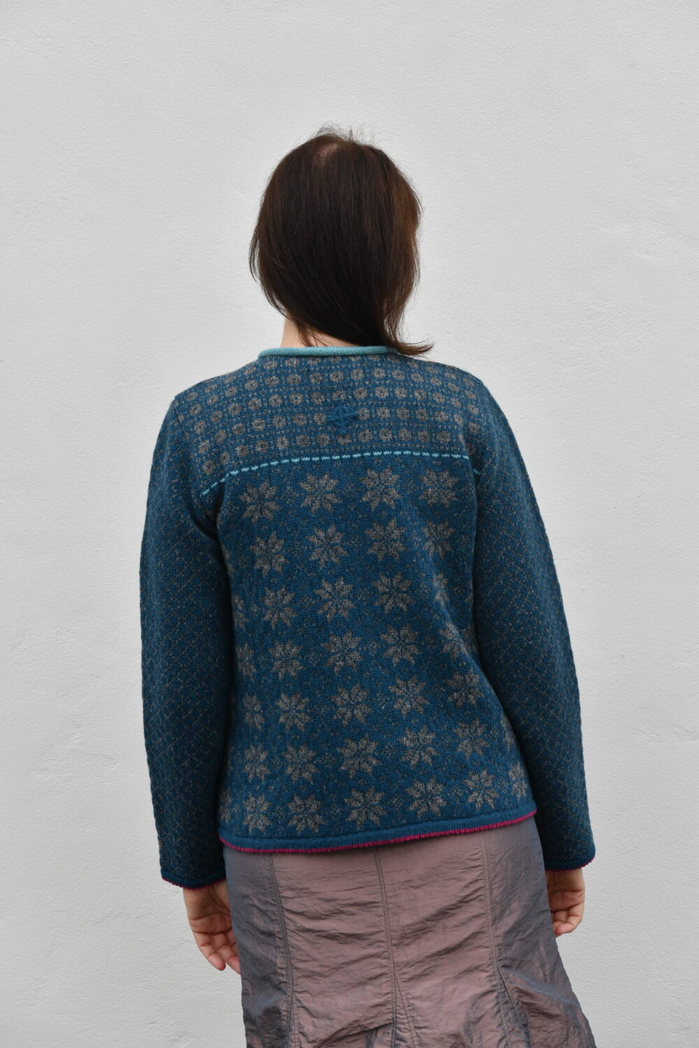 The Everyday A-Line Cardigan – Short Wool Cardigan - Blue - Image 2