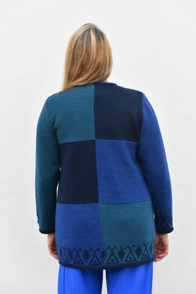 The Everyday A-Line Cardigan – Mid-Length Wool Cardigan – Blue – image 2