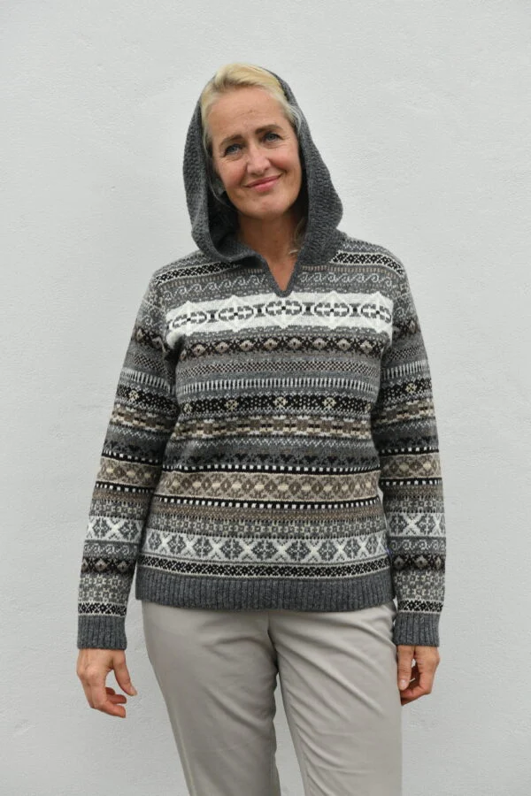 Heritage-sweater – mønstret unisex-uldsweater - Grå