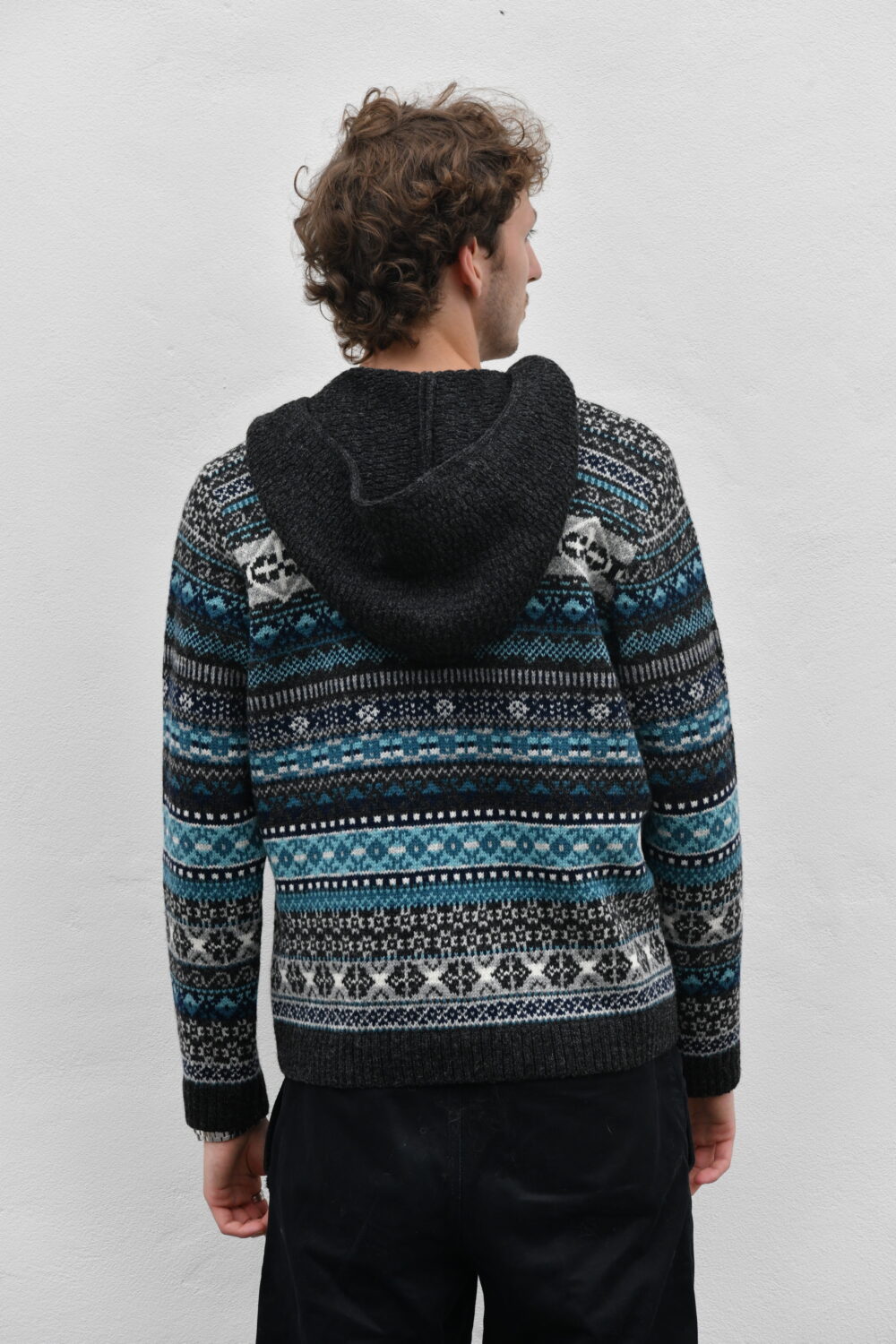 Magic Signs Sweater – Unisex Patterned Wool Hoodie - Blue - Image 2