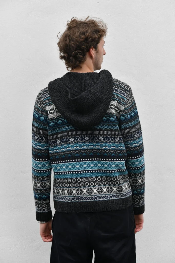 Heritage Sweater – Unisex Patterned Wool Pullover - Blue – image 2