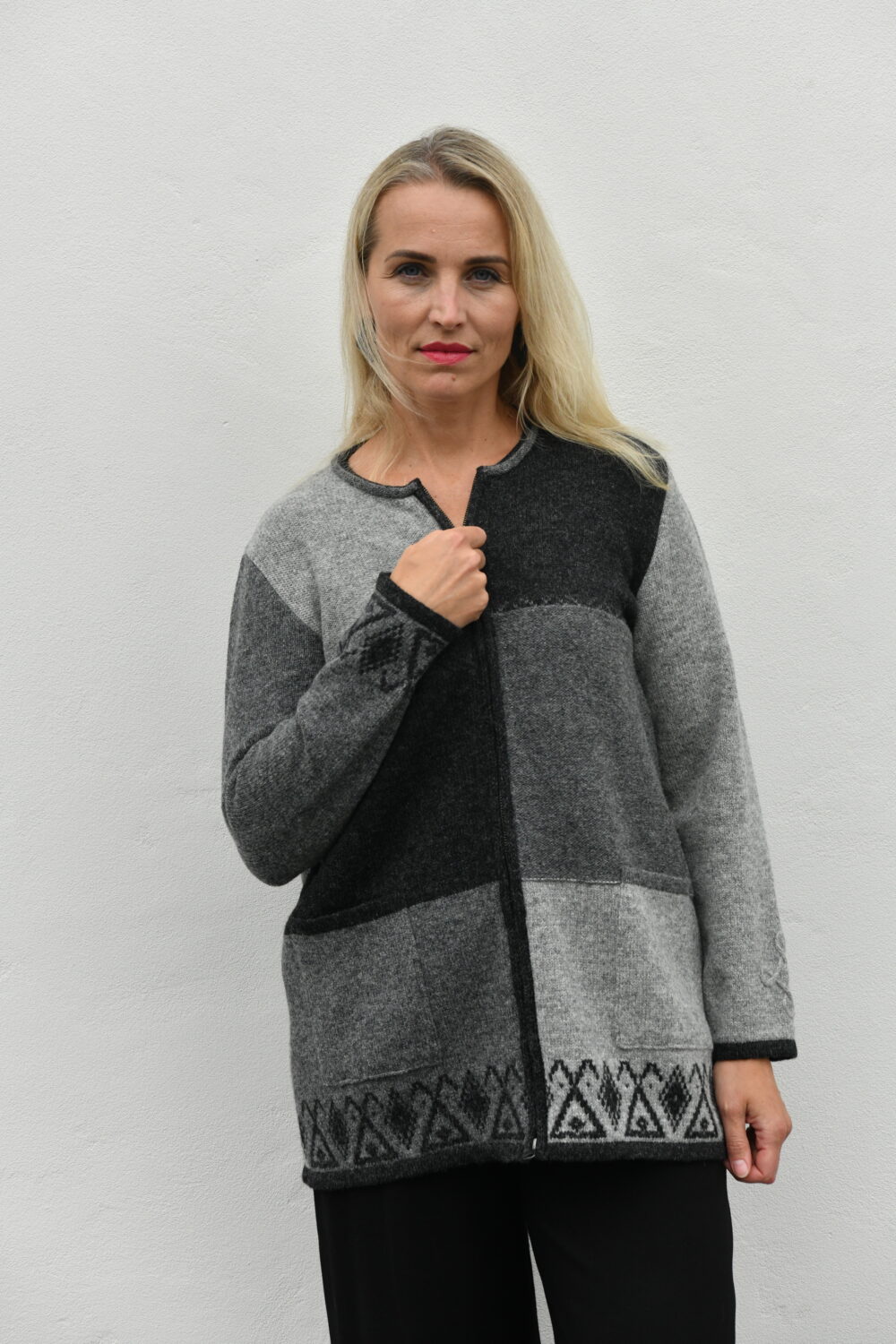 The Everyday A-Line Cardigan – Mid-Length Wool Cardigan - Grey - Image 4
