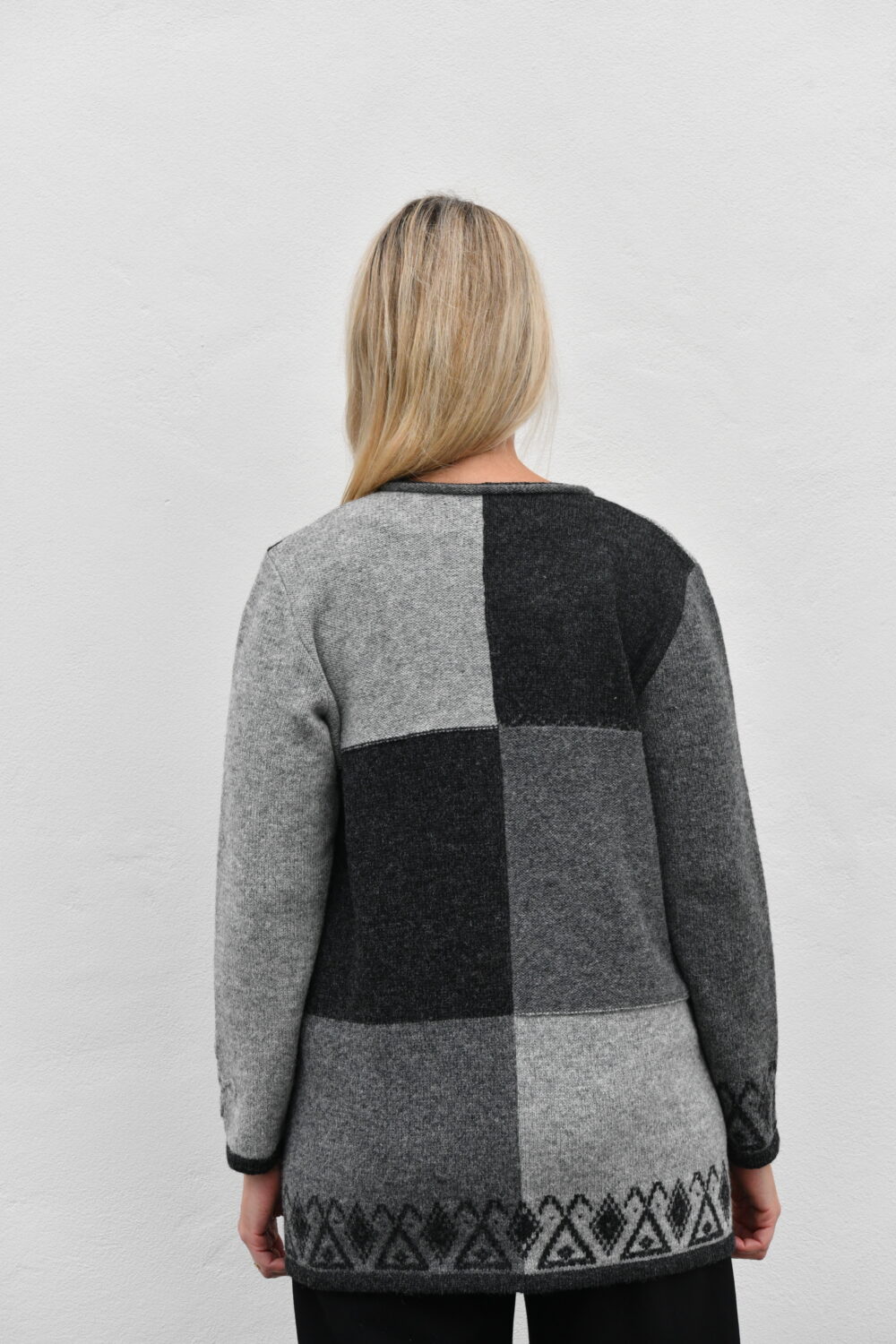 The Everyday A-Line Cardigan – Mid-Length Wool Cardigan - Grey - Image 3