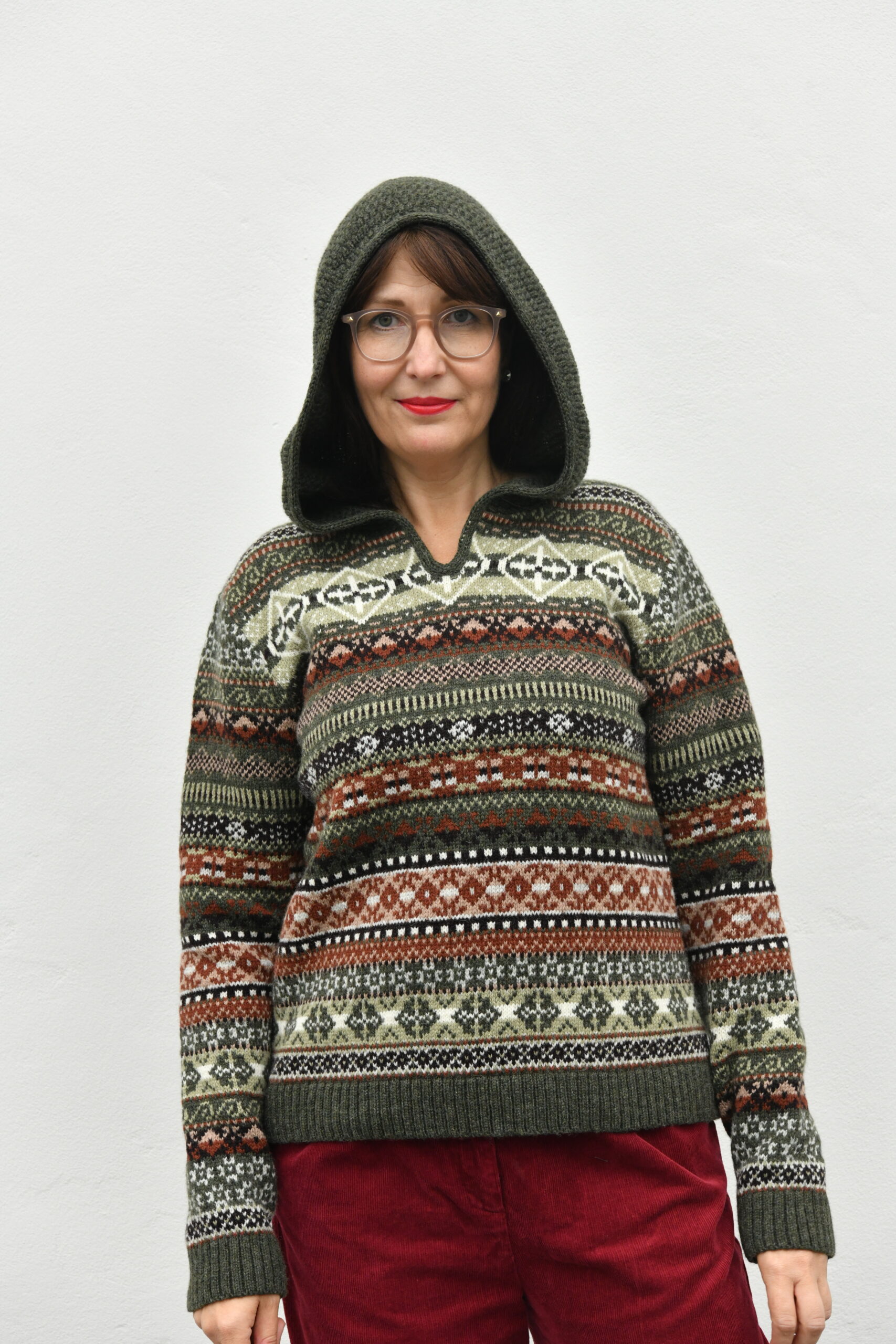 T-705 Magic Signs Sweater – Unisex Patterned Wool Hoodie - Green - Image 1