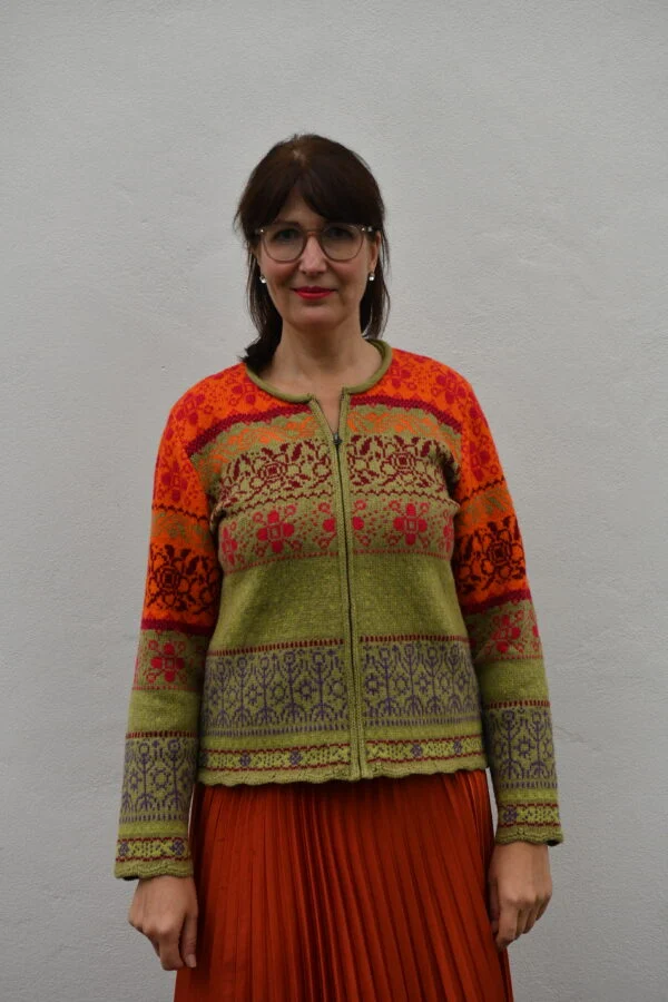 Cardigan »Lucky You« – kort mønstret cardigan til dame - Mørkegrå