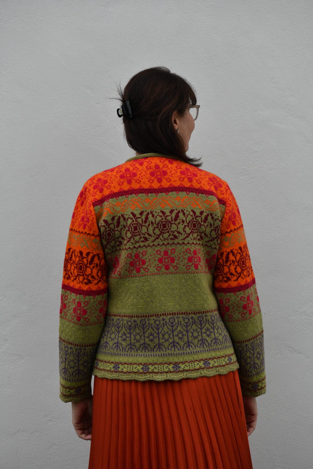 The Lucky Symbols Cardigan – Women's Patterned Short Cardigan - Orange - Image 2
