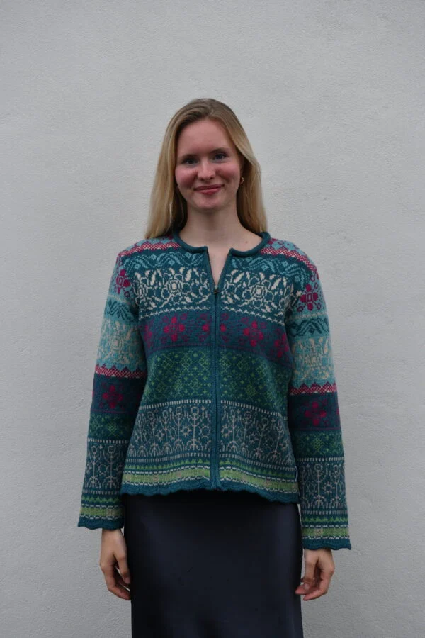 Cardigan »Lucky You« – kort mønstret cardigan til dame - Mørkegrå