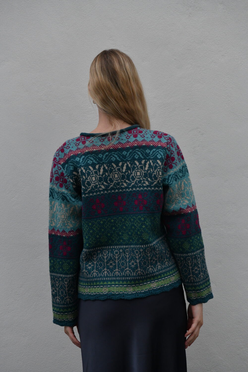 The Lucky Symbols Cardigan – Women's Patterned Short Cardigan - Blue - Image 2
