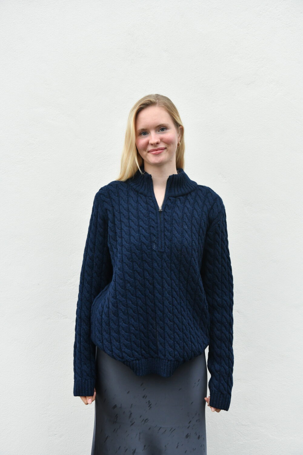 The Generational Sweater – Unisex Cable-Knit Wool Pullover - Dark Blue - Image 2