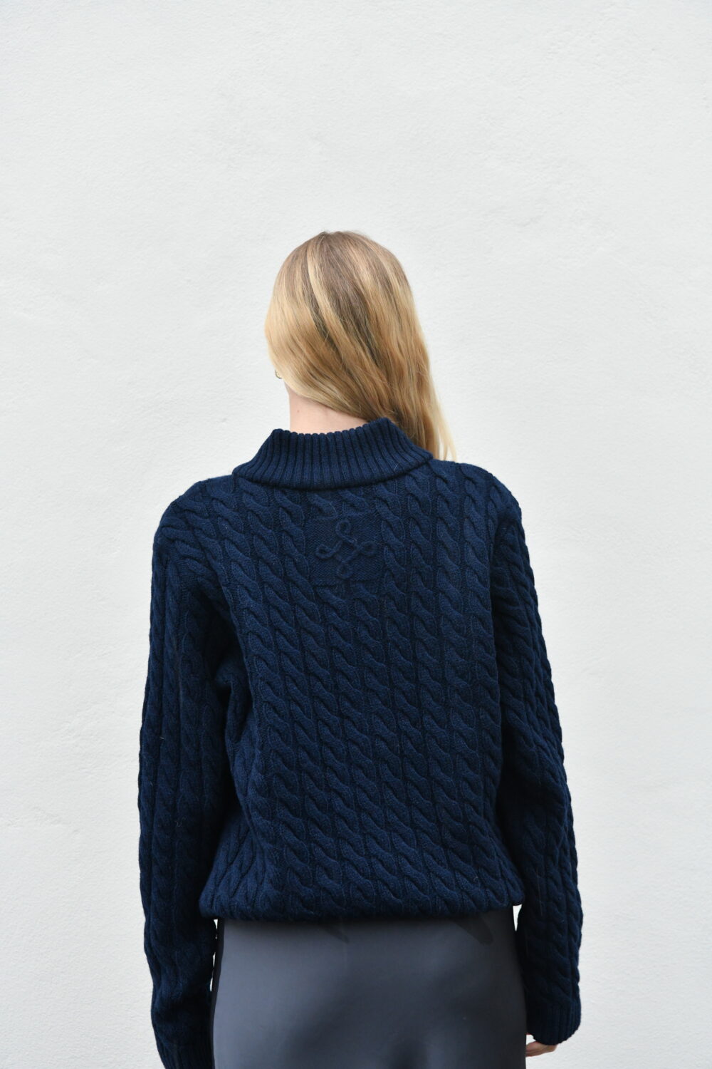 The Generational Sweater – Unisex Cable-Knit Wool Pullover - Dark Blue - Image 5