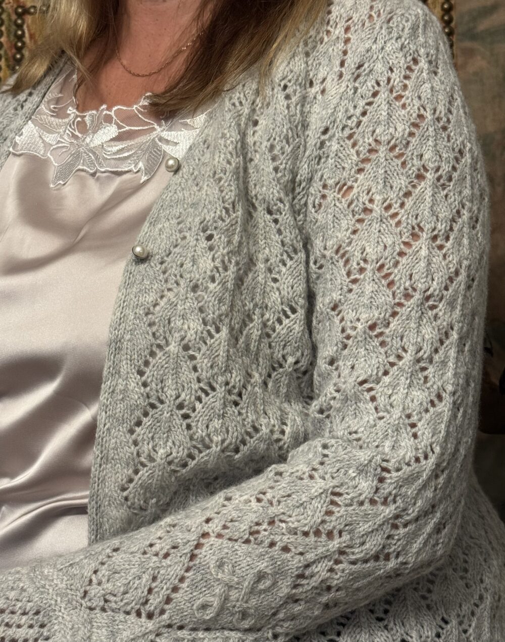 Womens' cardigan Helle - Light Grey - Image 2